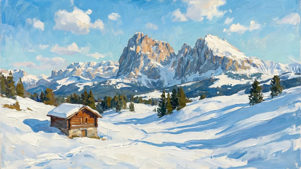 Snowy Mountain Landscape shown on your frame