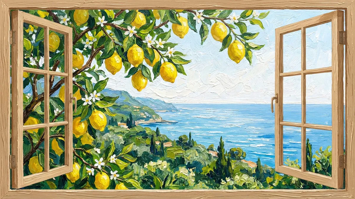 Amalfi Coast Lemon Tree shown on your frame