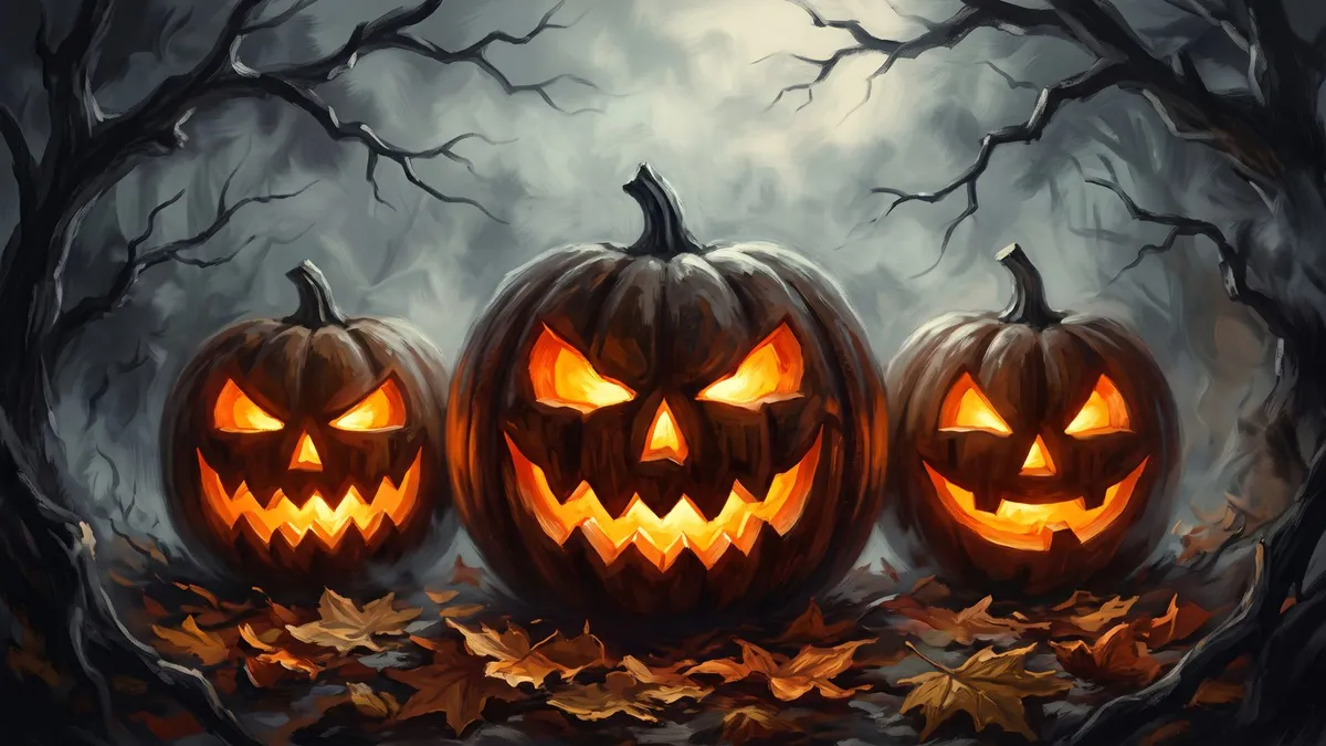 Spooky Jack O Lantern Pumpkins shown on your frame