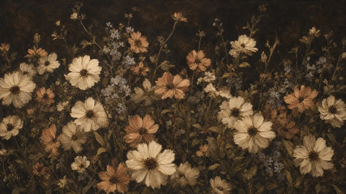 Moody Dark Wildflower Bouquet shown on your frame