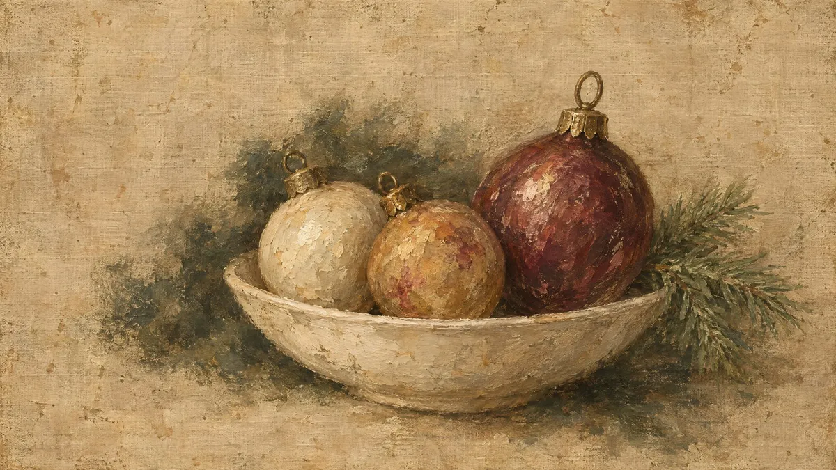 Vintage Ornament Bowl Still Life shown on your frame