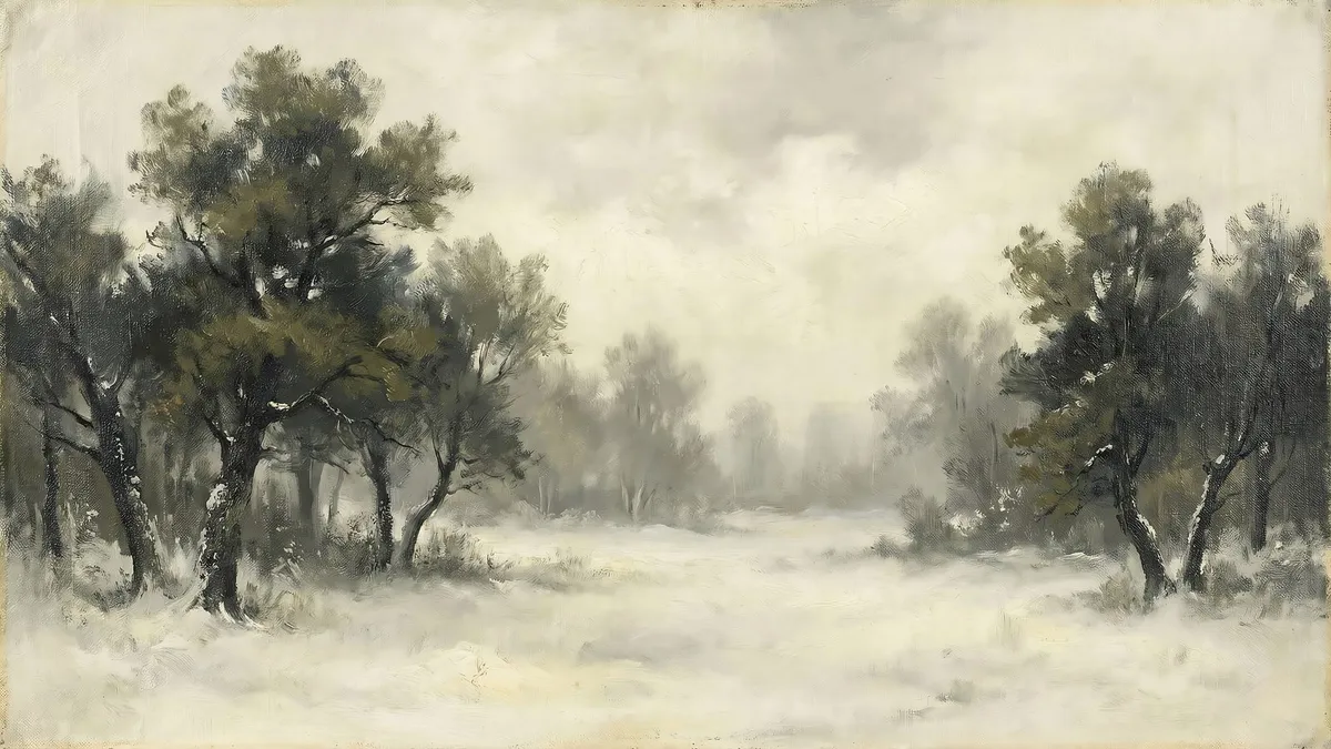 Misty Winter Forest shown on your frame