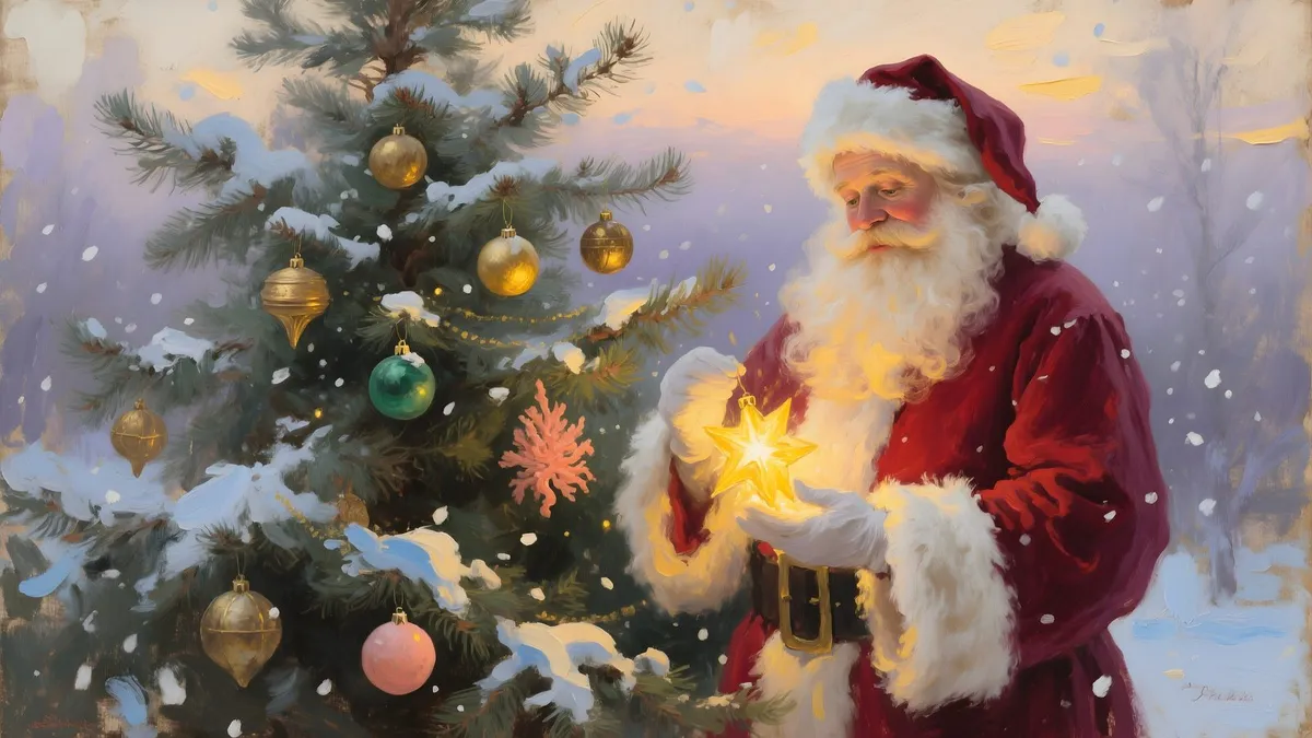 Vintage Santa Claus Christmas Tree shown on your frame