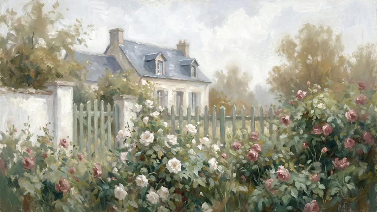 French Country Rose Garden shown on your frame