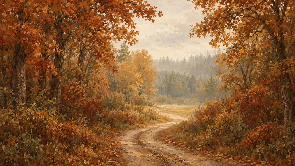 Autumn Forest Path shown on your frame