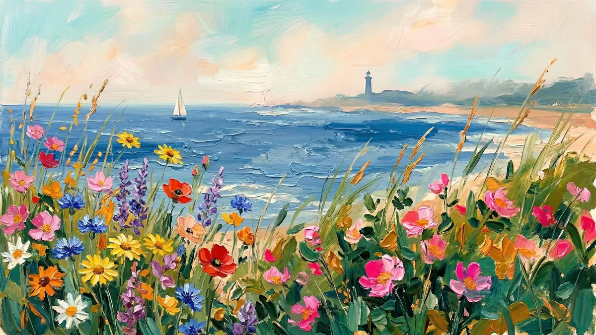 Coastal Wildflower Field shown on your frame
