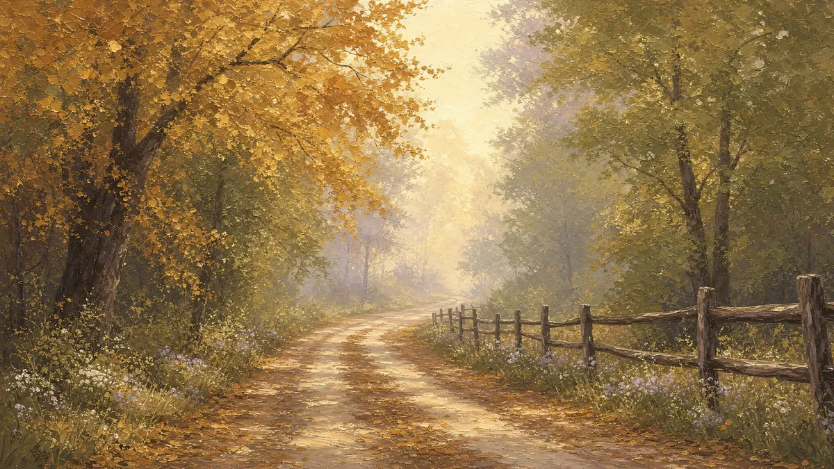 Path Through Autumn Trees shown on your frame