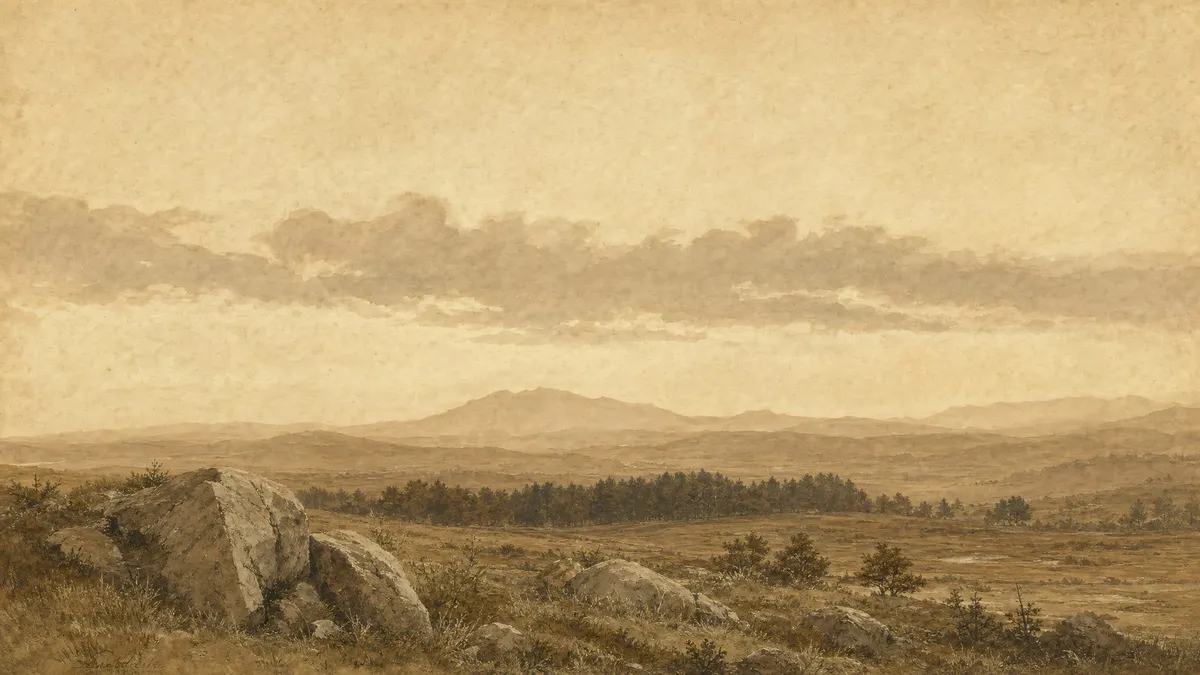 Sepia Moorland Landscape shown on your frame