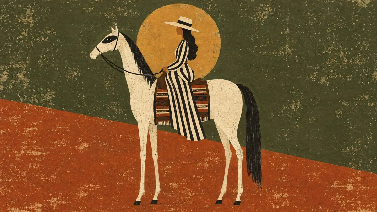 Folk Equestrian Sun shown on your frame