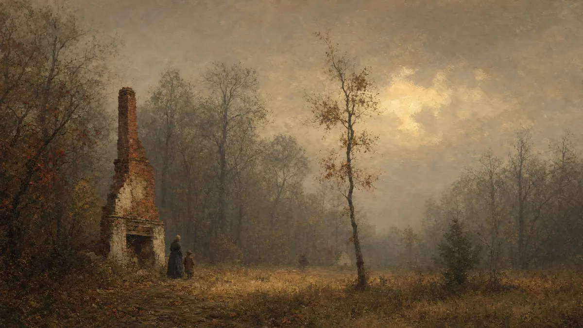 Misty Autumn Ruined Chimney shown on your frame