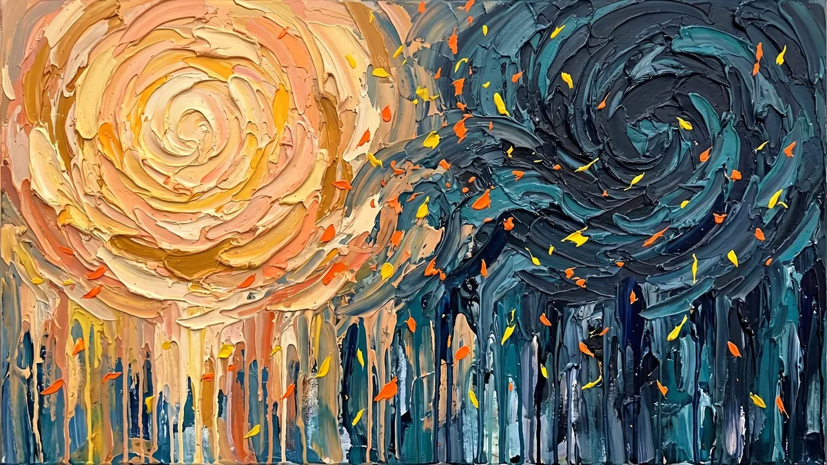 Abstract Celestial Textured Impasto Starry shown on your frame