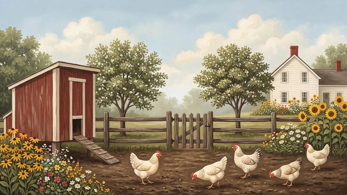 Rustic Farmhouse Chicken Coop shown on your frame