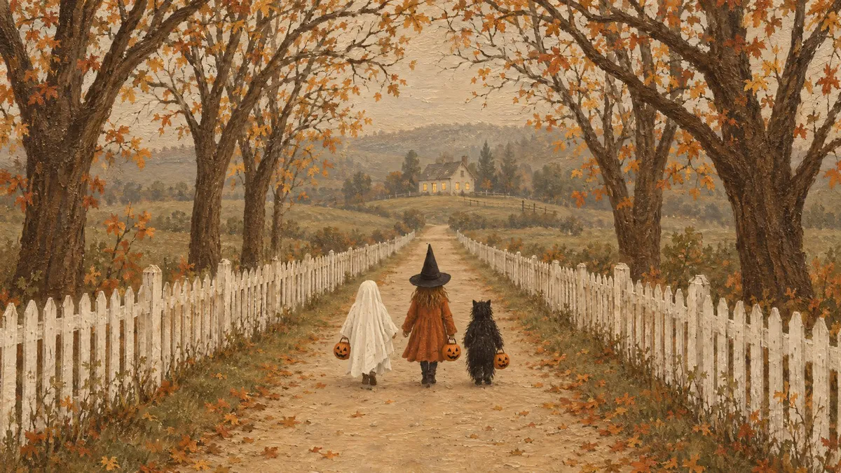 Trick-or-Treat Autumn Lane shown on your frame