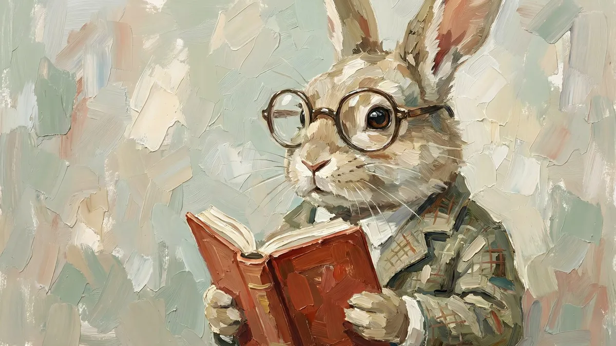 Whimsical Rabbit Reading shown on your frame