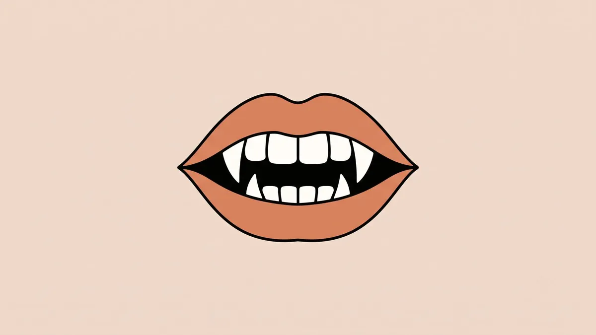 Vintage Vampire Lips Fangs shown on your frame