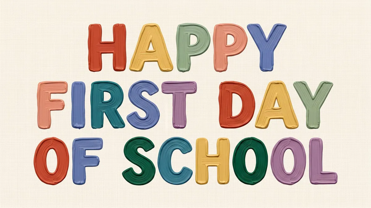 Rainbow Impasto School Typography shown on your frame