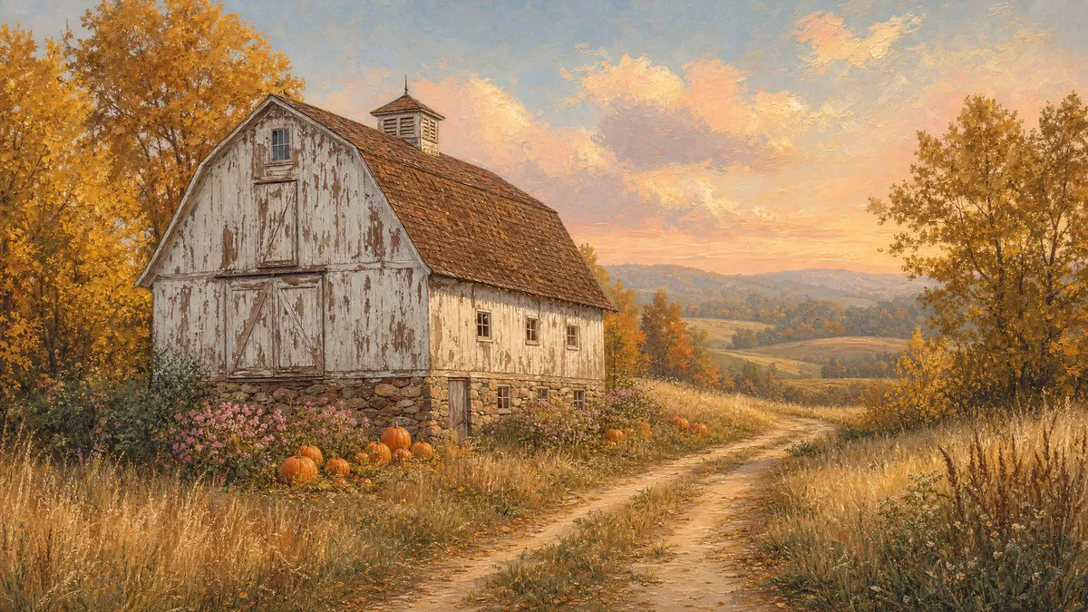 Autumn Barn Farmstead shown on your frame