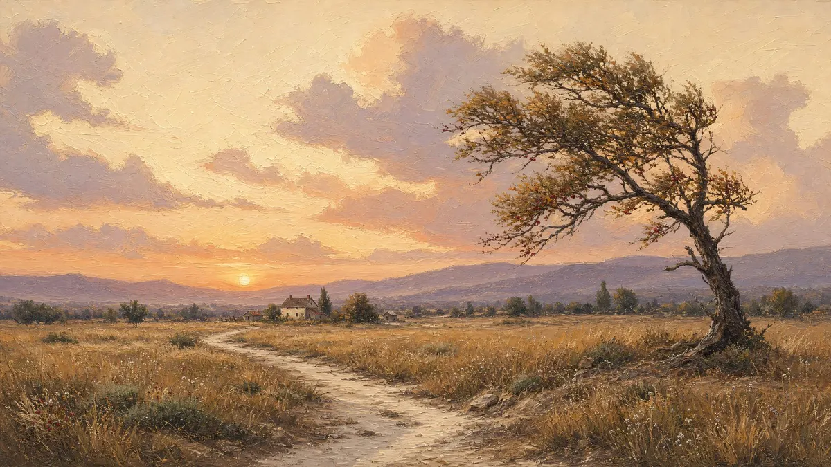 Autumn Orchard Sunset Field shown on your frame