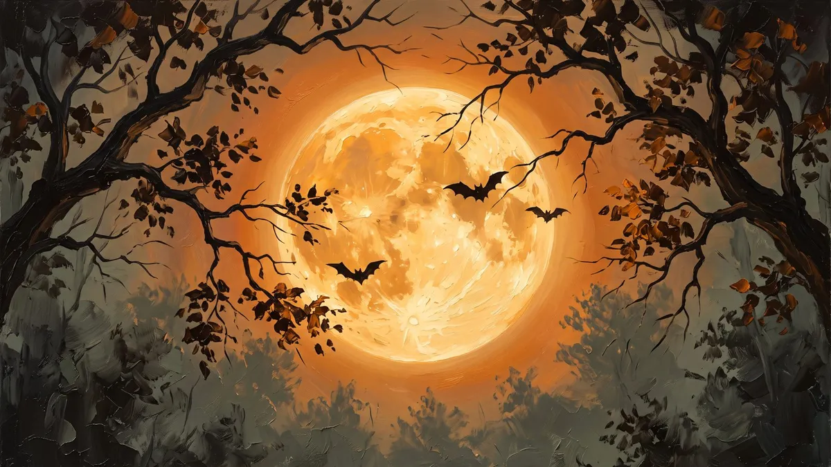 Glowing Halloween Moon shown on your frame