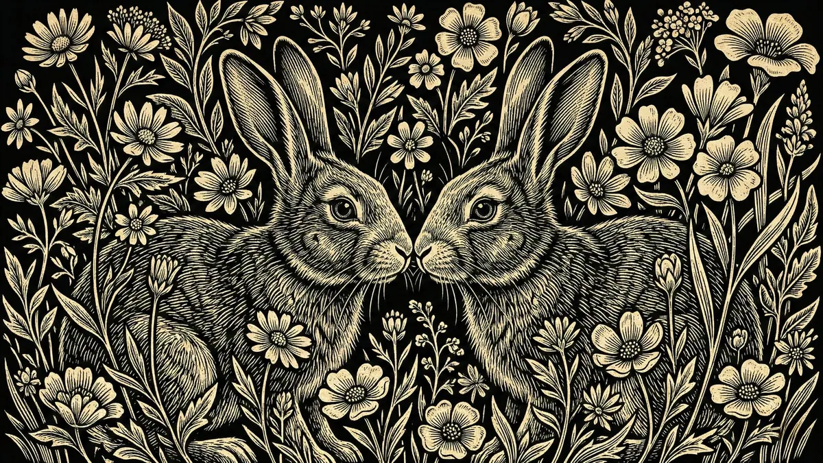 Vintage Botanical Rabbits shown on your frame