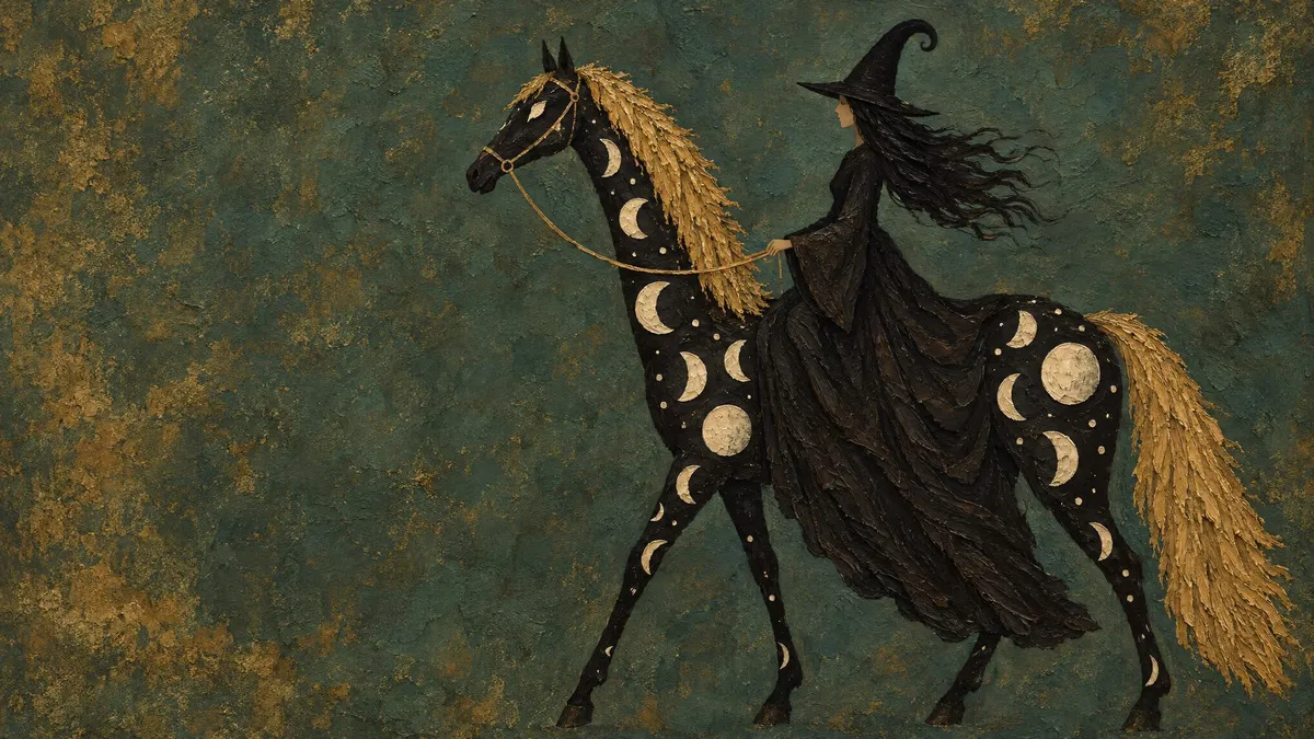 Moonlit Witch Horse Rider shown on your frame