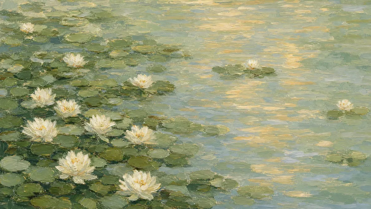 Serene Water Lily Pond shown on your frame