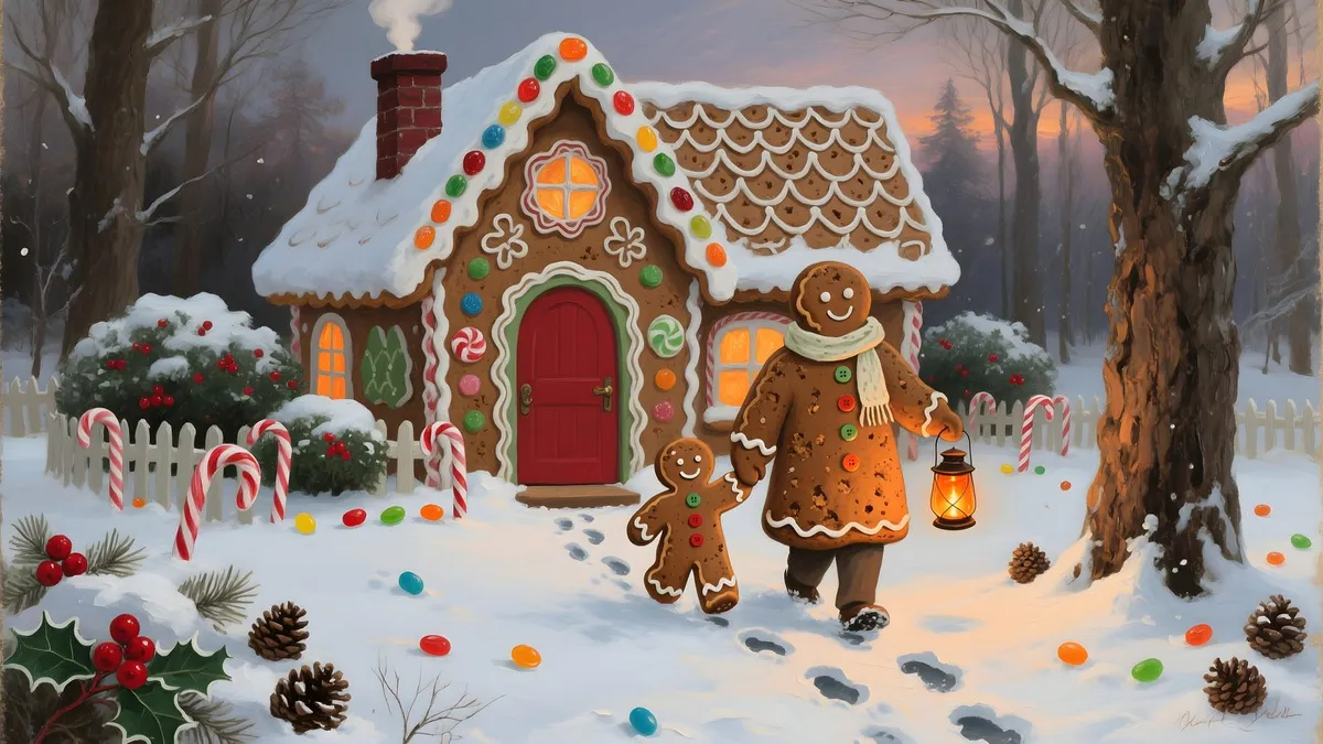 Gingerbread Family Winter shown on your frame