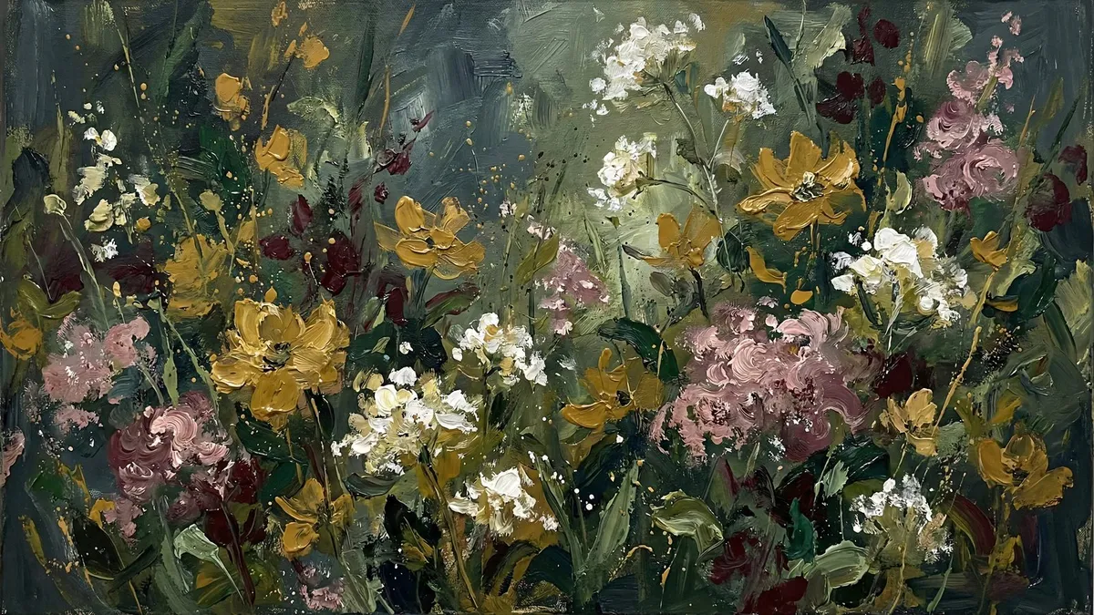 Moody Floral shown on your frame