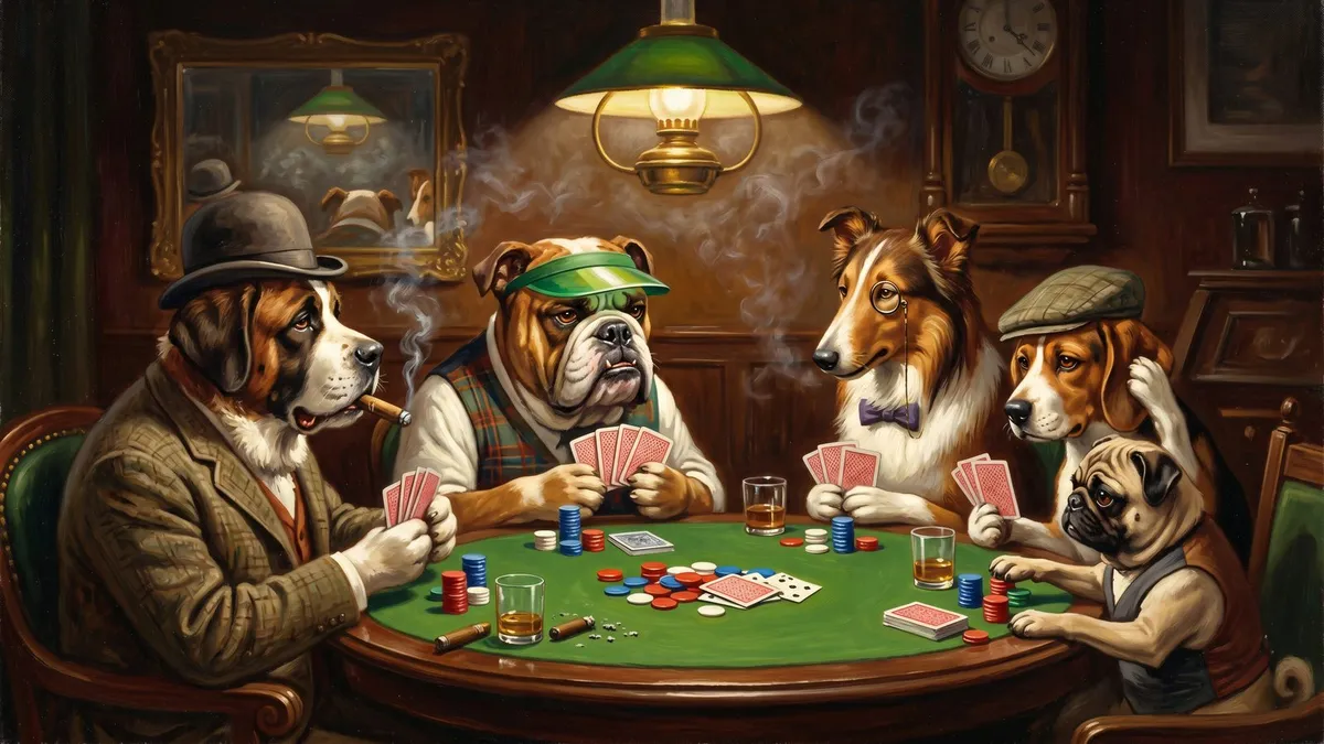 Vintage Dogs Playing Poker shown on your frame