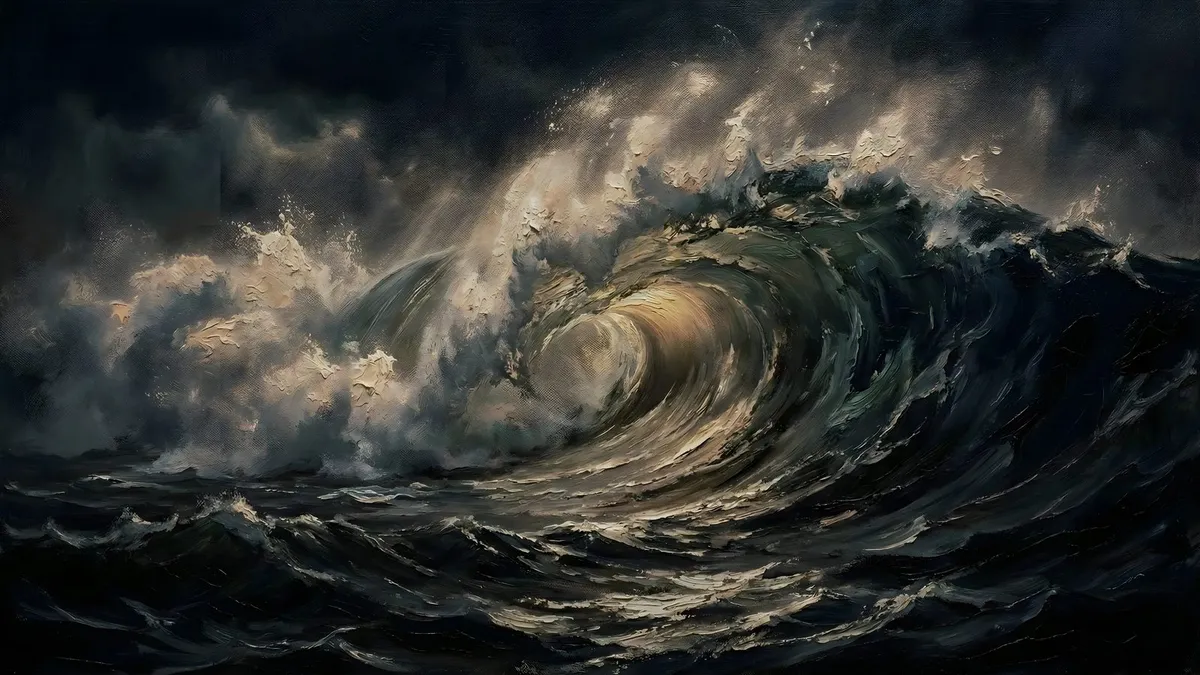 Moody Stormy Ocean Wave shown on your frame