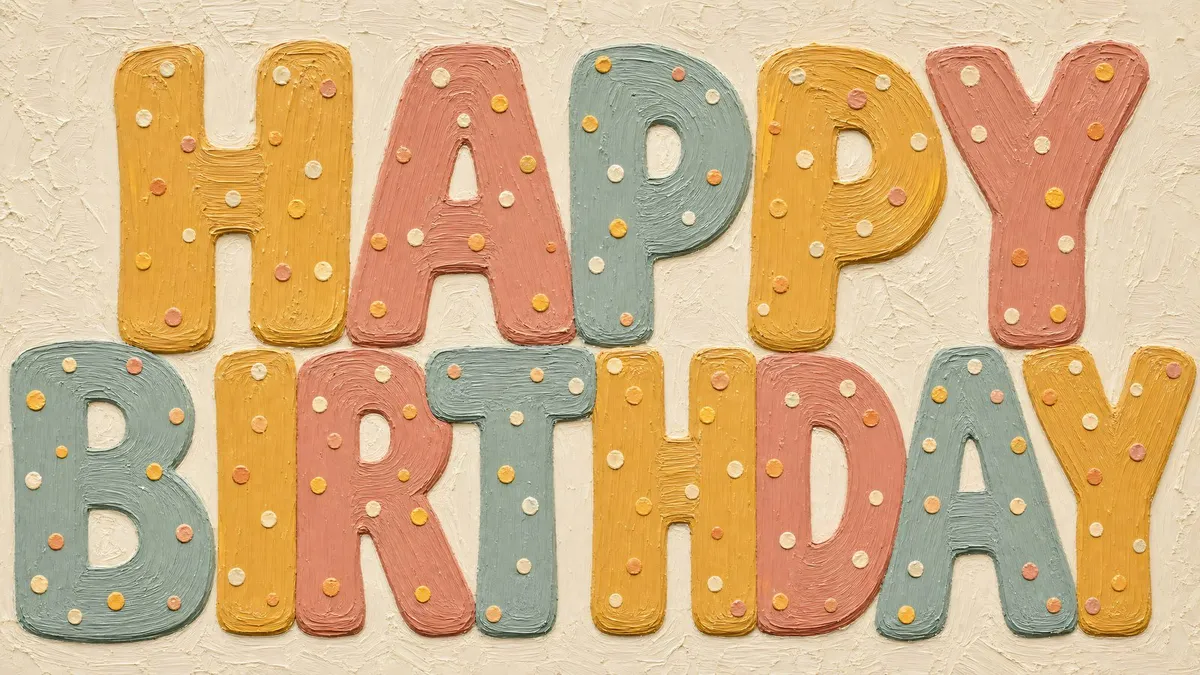 Painterly Happy Birthday Text shown on your frame