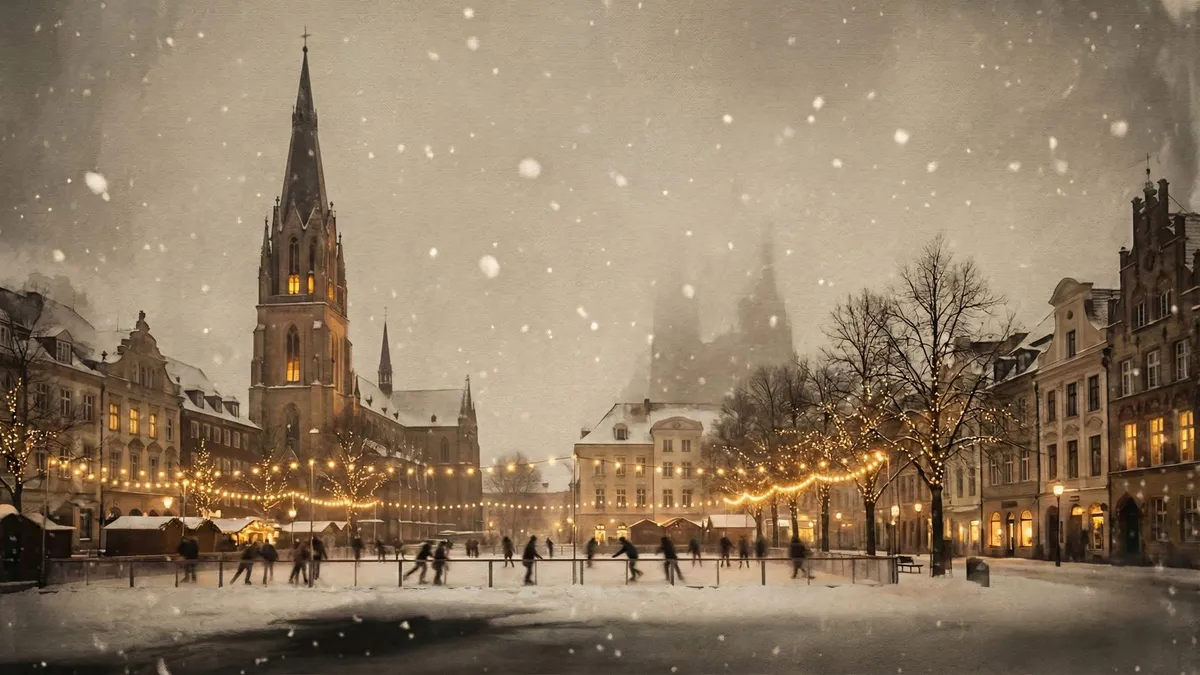 Vintage European Square Ice Skating shown on your frame