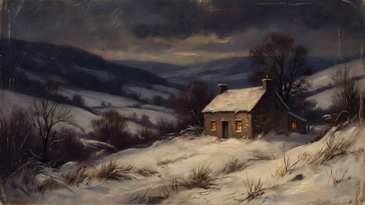 Moody Winter Landscape shown on your frame