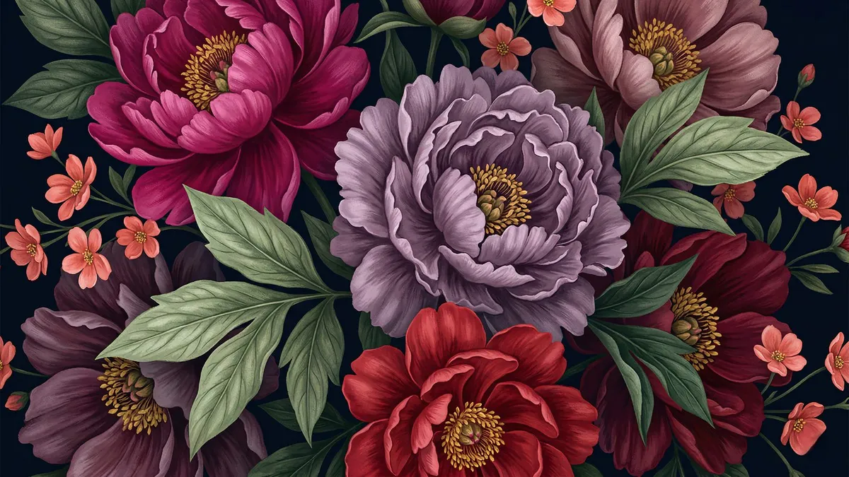 Moody Peony shown on your frame