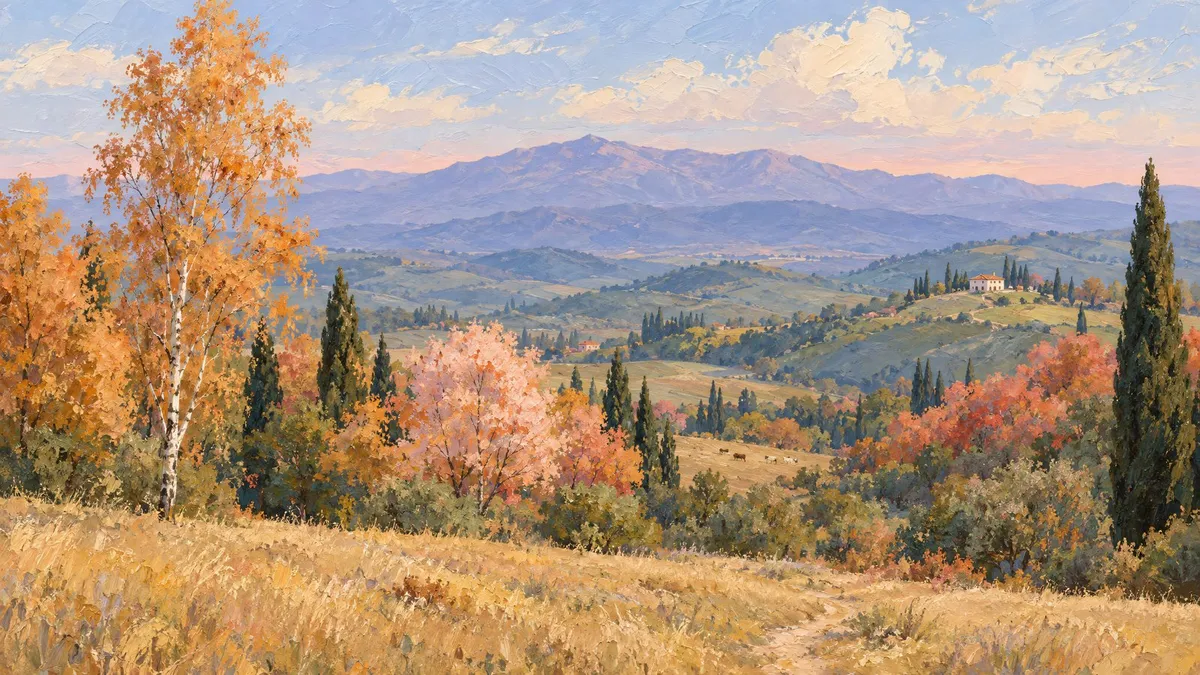 Autumn Hills Landscape shown on your frame