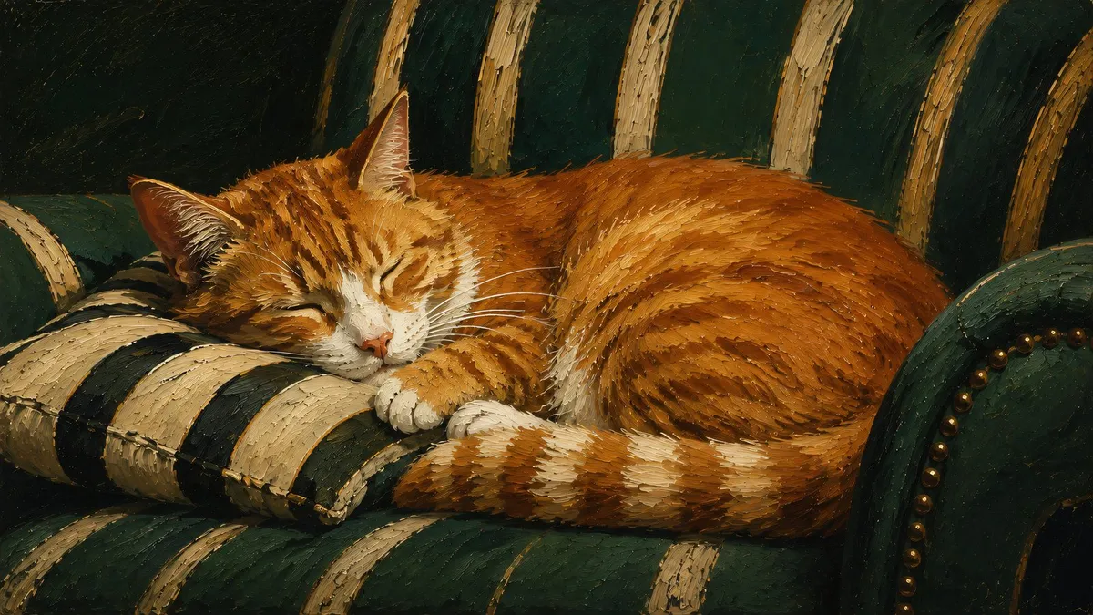 Cozy Sleeping Cat shown on your frame