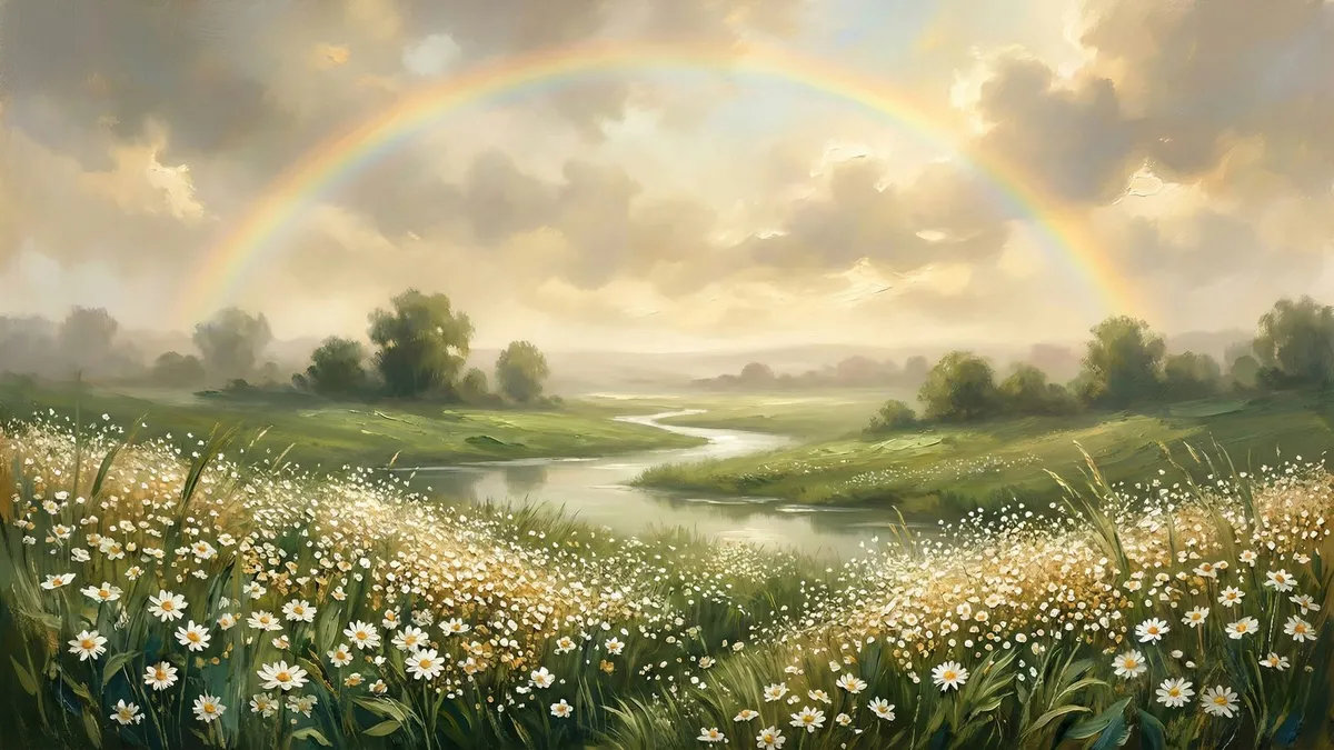 Spring Daisy Meadow shown on your frame