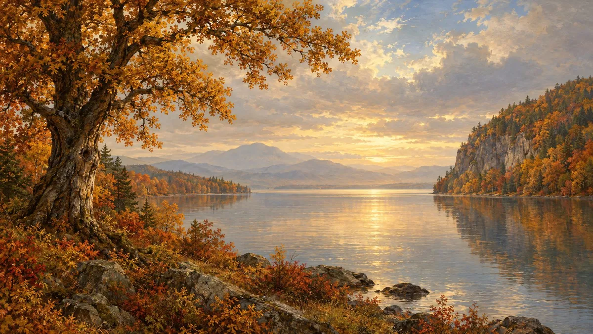 Autumn Lake Mountain View shown on your frame