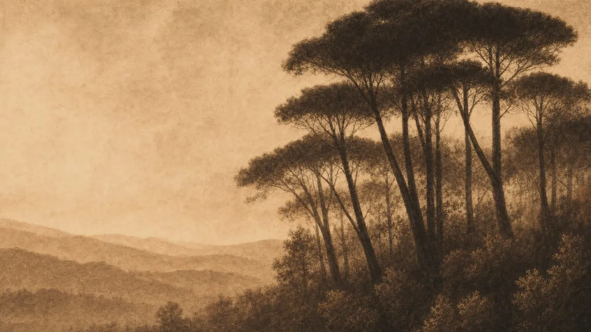 Moody Sepia Treeline shown on your frame