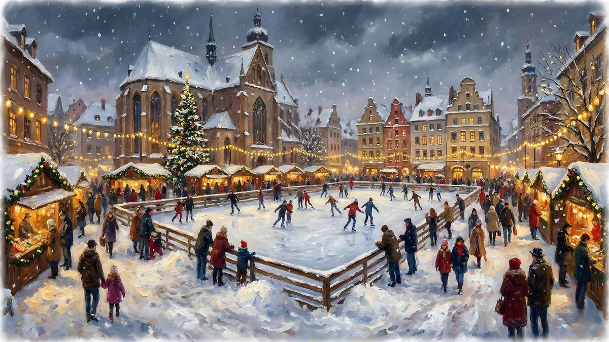 Vintage Christmas Skating Square shown on your frame