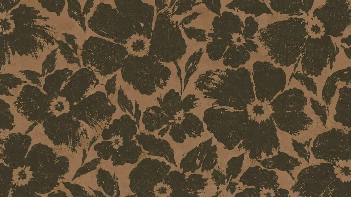 Neutral Abstract Floral Brown Olive shown on your frame
