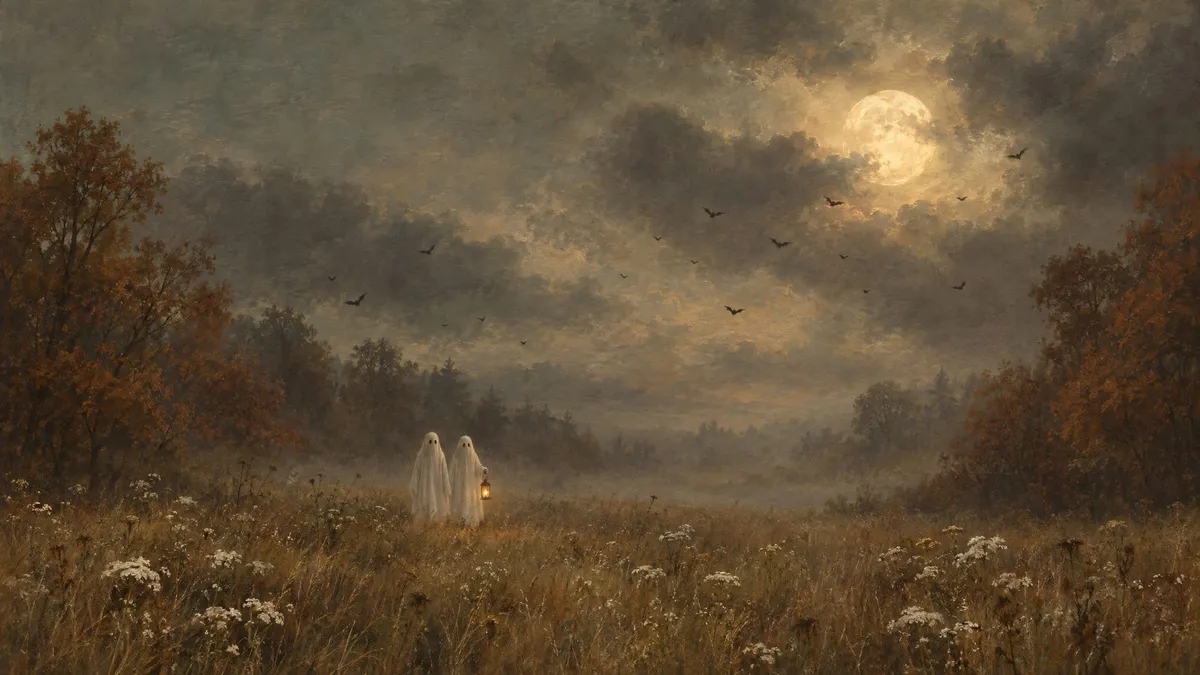 Ghostly Halloween Moonlit Meadow shown on your frame