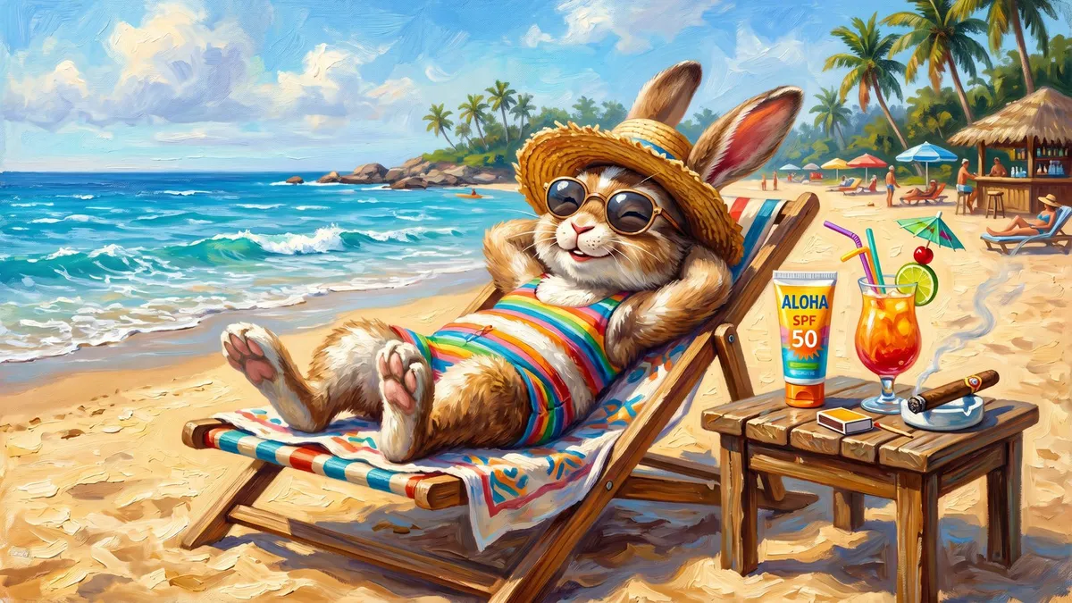 Tropical Beach Bunny shown on your frame