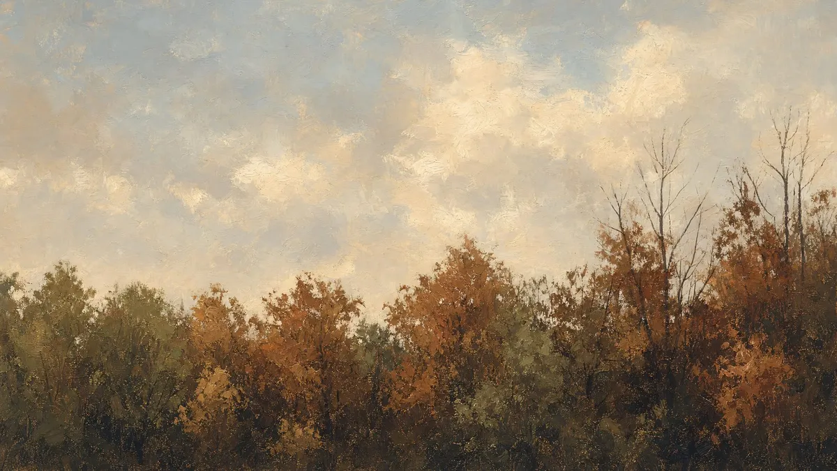 Warm Autumn Treetops shown on your frame