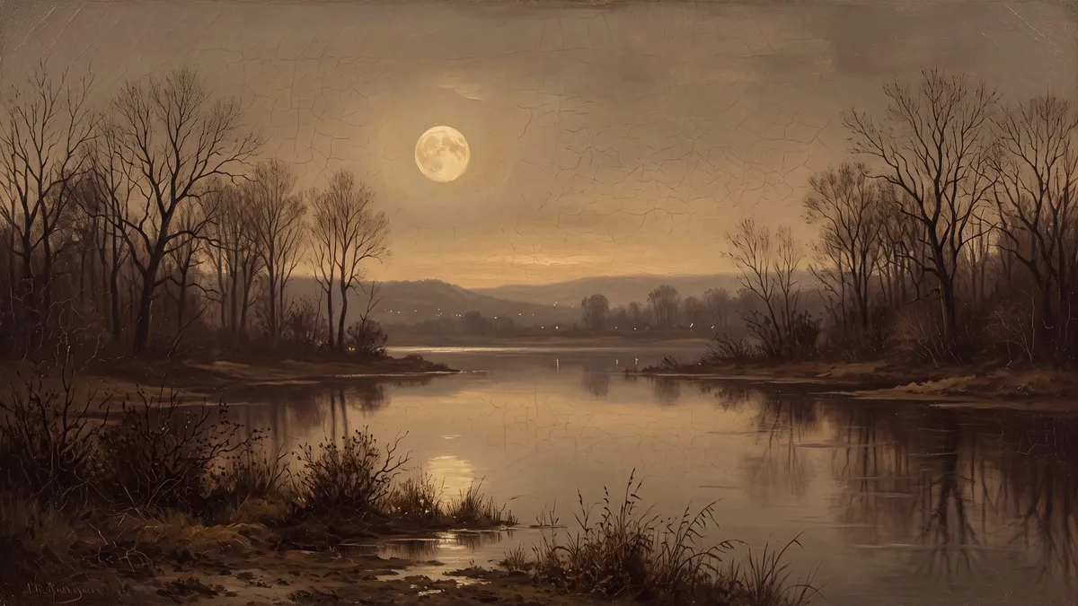 Moonlit River Landscape shown on your frame