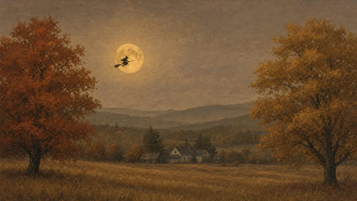 Witch Silhouette Autumn Moon shown on your frame