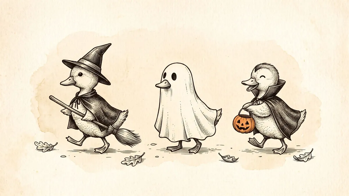 Vintage Halloween Duckling Parade shown on your frame