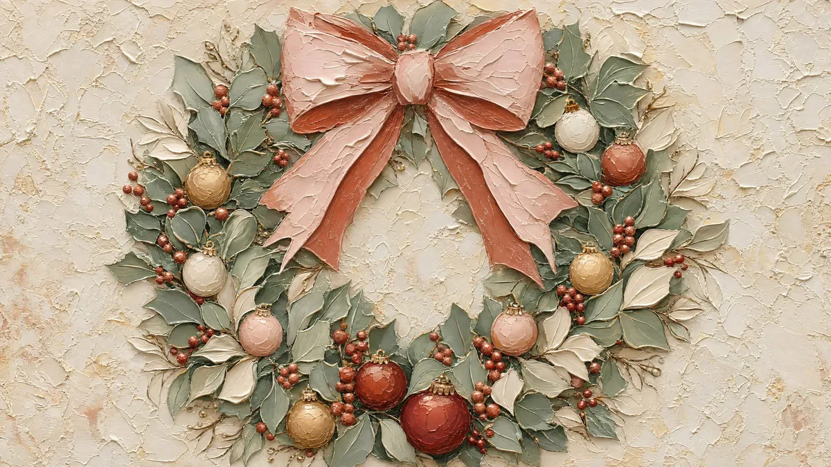 Pink Bow Christmas Wreath shown on your frame