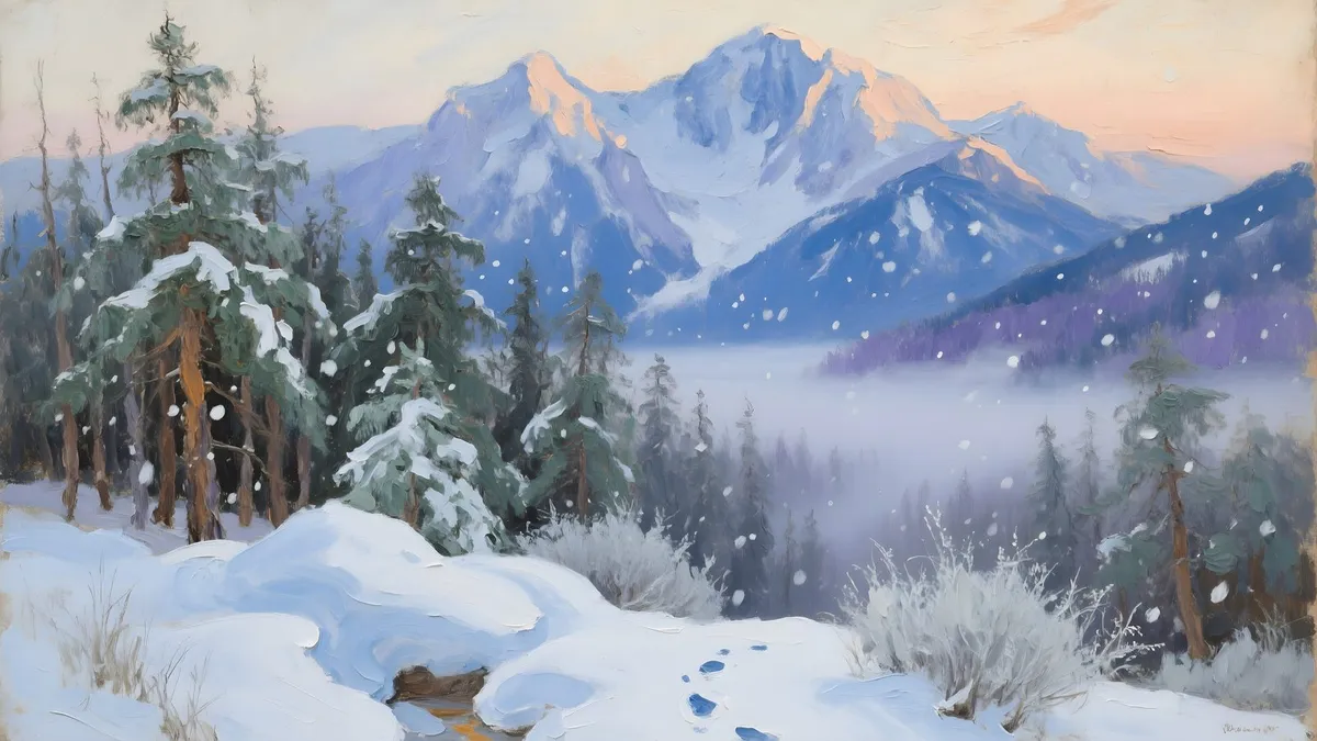 Winter Mountain Landscape shown on your frame