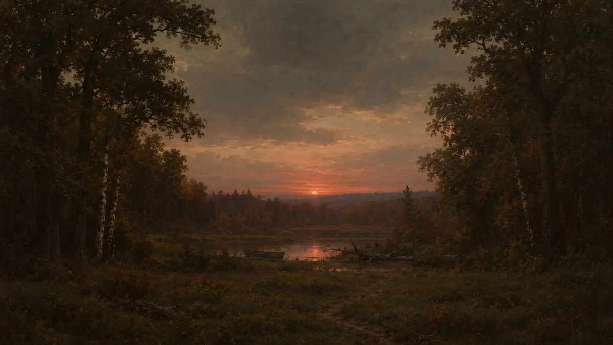 Moody Twilight Forest Clearing shown on your frame